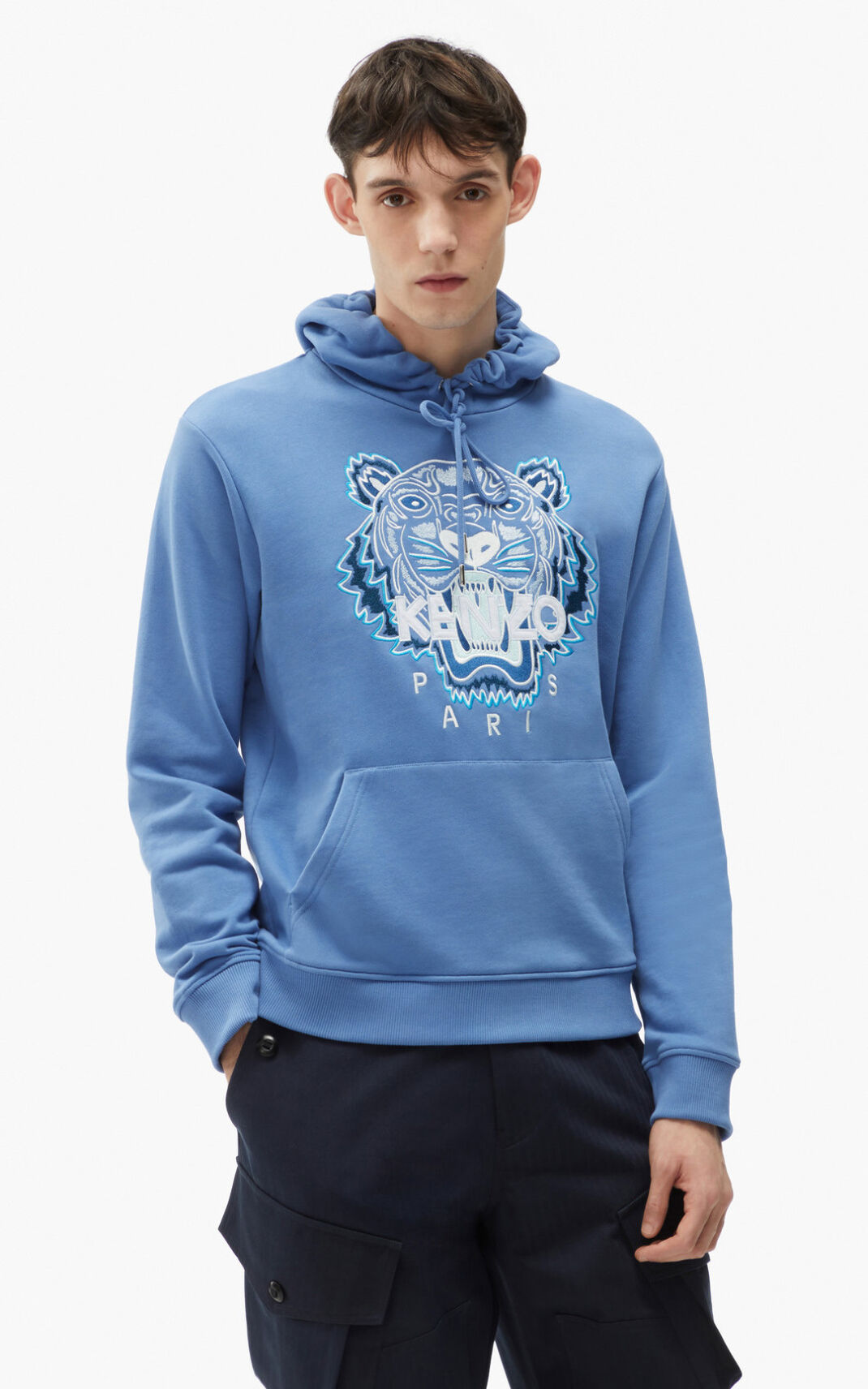 Sweat A Capuche Kenzo Tiger Homme Bleu | IERL-38201